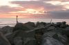 Rocks at Dinas Dinlle Beacj at Sunset
