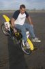 Dave White, messing around on a bike.
